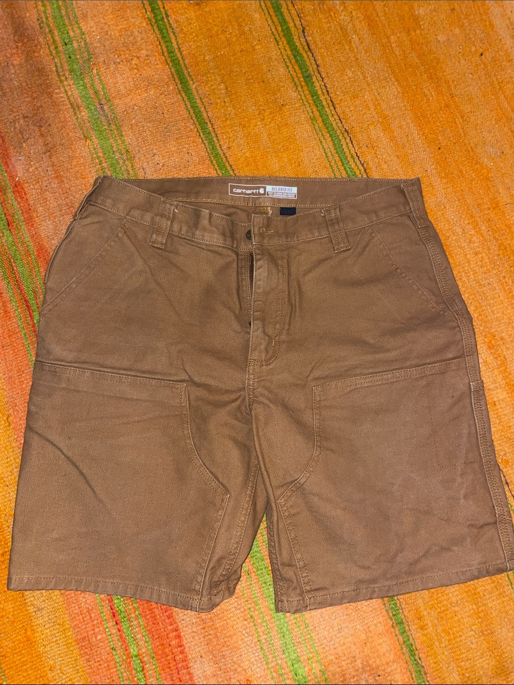 Carhartt Brown Canvas Cargo Shorts - Heavy-Duty Work Style